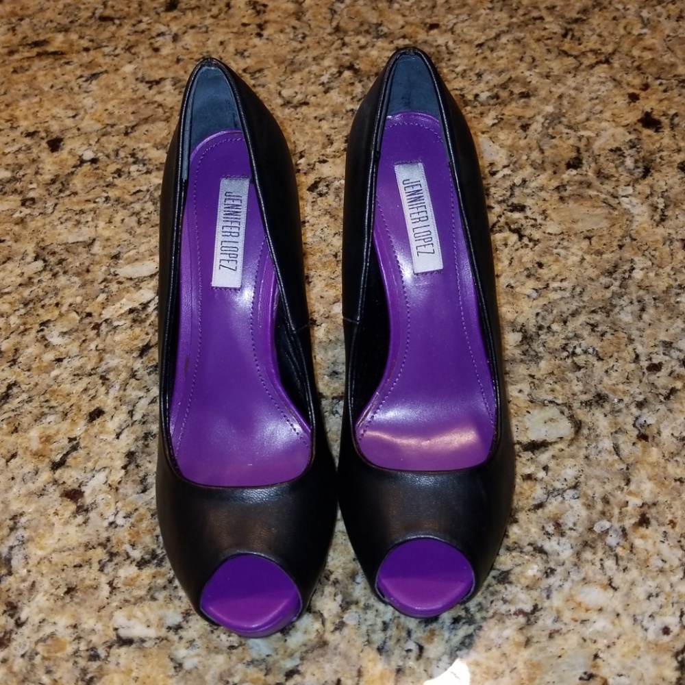 JLo Black Peep Toe Heels